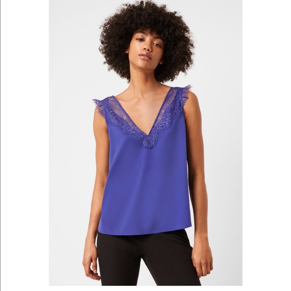French Connection NWT Chioma light lace top in clement blue